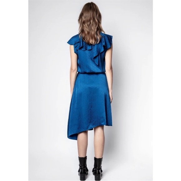 Zadig& Voltaire asymmetric navy blue 100% silk dress RUNWAY PIECE NWT - Picture 4 of 13